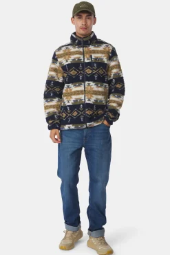 Best Ayacucho Fleece Fitz Roy Jaquard Sherpa Jacket Navy/Moss Print