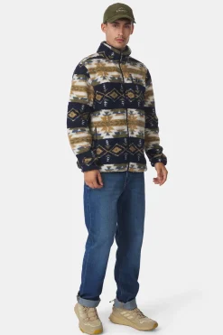 Best Ayacucho Fleece Fitz Roy Jaquard Sherpa Jacket Navy/Moss Print