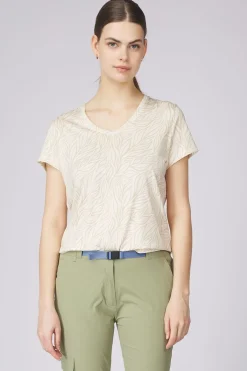 Fashion Ayacucho T-Shirt Vicki Tee Ss W Ecru Leaf Doodles