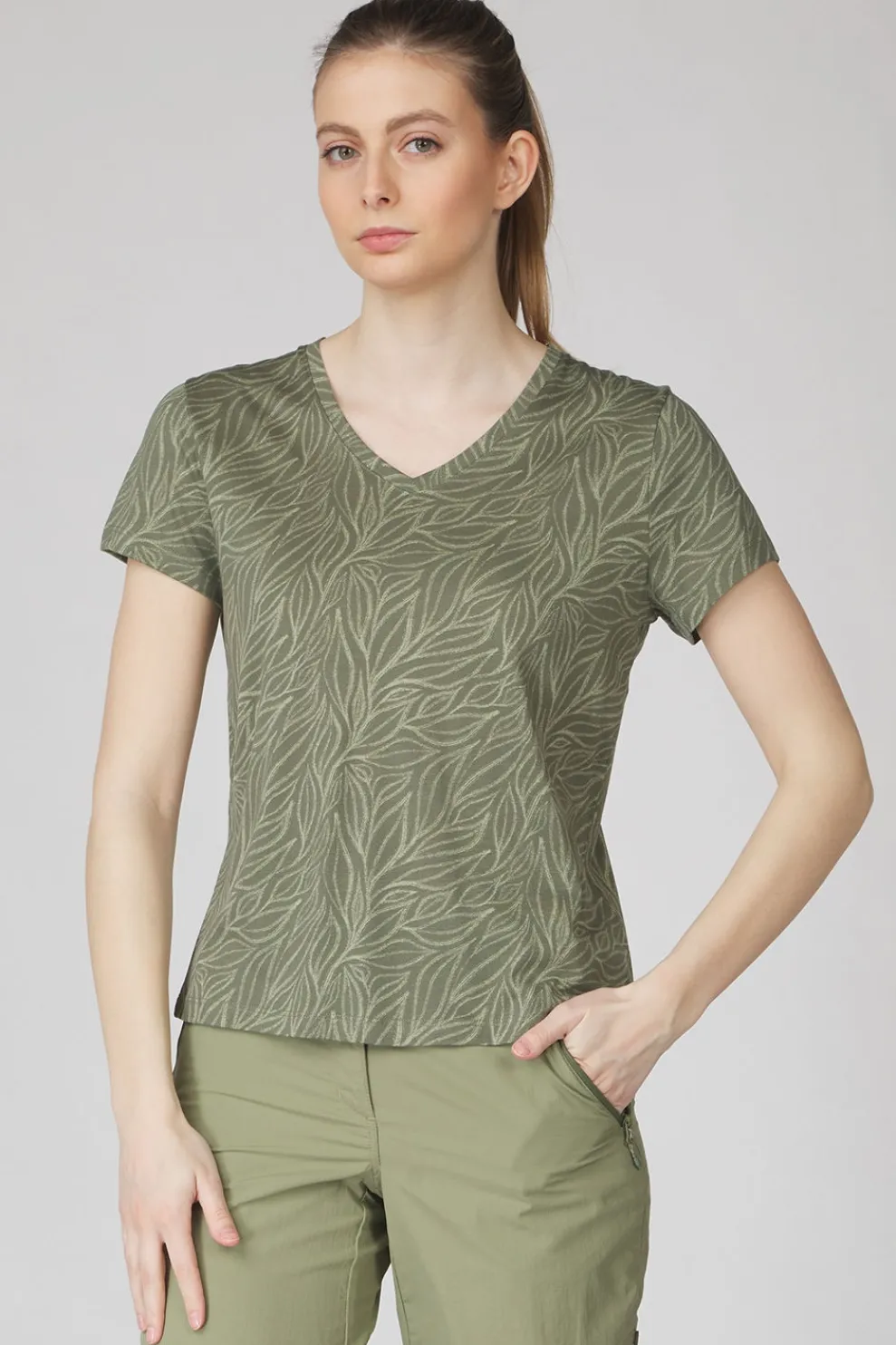 Online Ayacucho T-Shirt Vicki Tee Ss W Moss Leaf Doodles