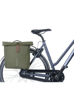Fashion Basil Fietstas Achter City Dubbele Fietstas Mik mid green