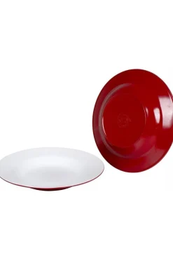 New Bo-Camp Bord Diep Bord 100% Melamine Ø21,5Cm red/white