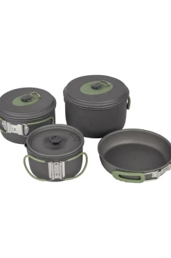 Clearance Bo-Camp Pannenset - Explorer 4 - Hard anodized - 4-Delig dark grey/mid red