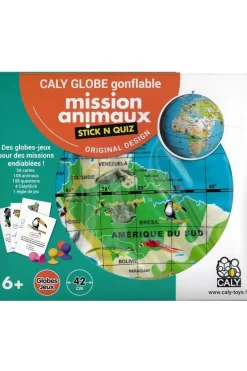 Discount Caly Toys Stick N Quiz jeu globe gonflable 42 cm + Mission Animaux 2018