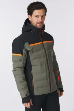 Fashion CMP Ski-Jas Man Ski Jacket Down Look Olive/Fanta Fluo