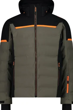 Fashion CMP Ski-Jas Man Ski Jacket Down Look Olive/Fanta Fluo