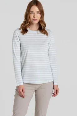 Outlet Craghoppers T-Shirt Nosilife Akona Longsleeve Nimbus Blue Stripe