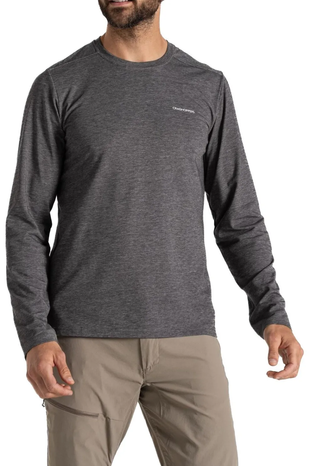 Clearance Craghoppers T-Shirt Nosilife Abel Long Sleeved T-Shirt Blkpepp Marl