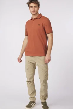 Hot Fred Perry Polo Twin Tipped Cin/Nut/Brick