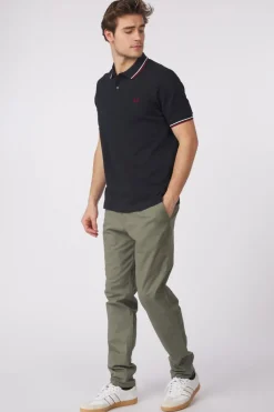 Best Fred Perry Polo Twin Tipped Nvy/Swht/Bntred