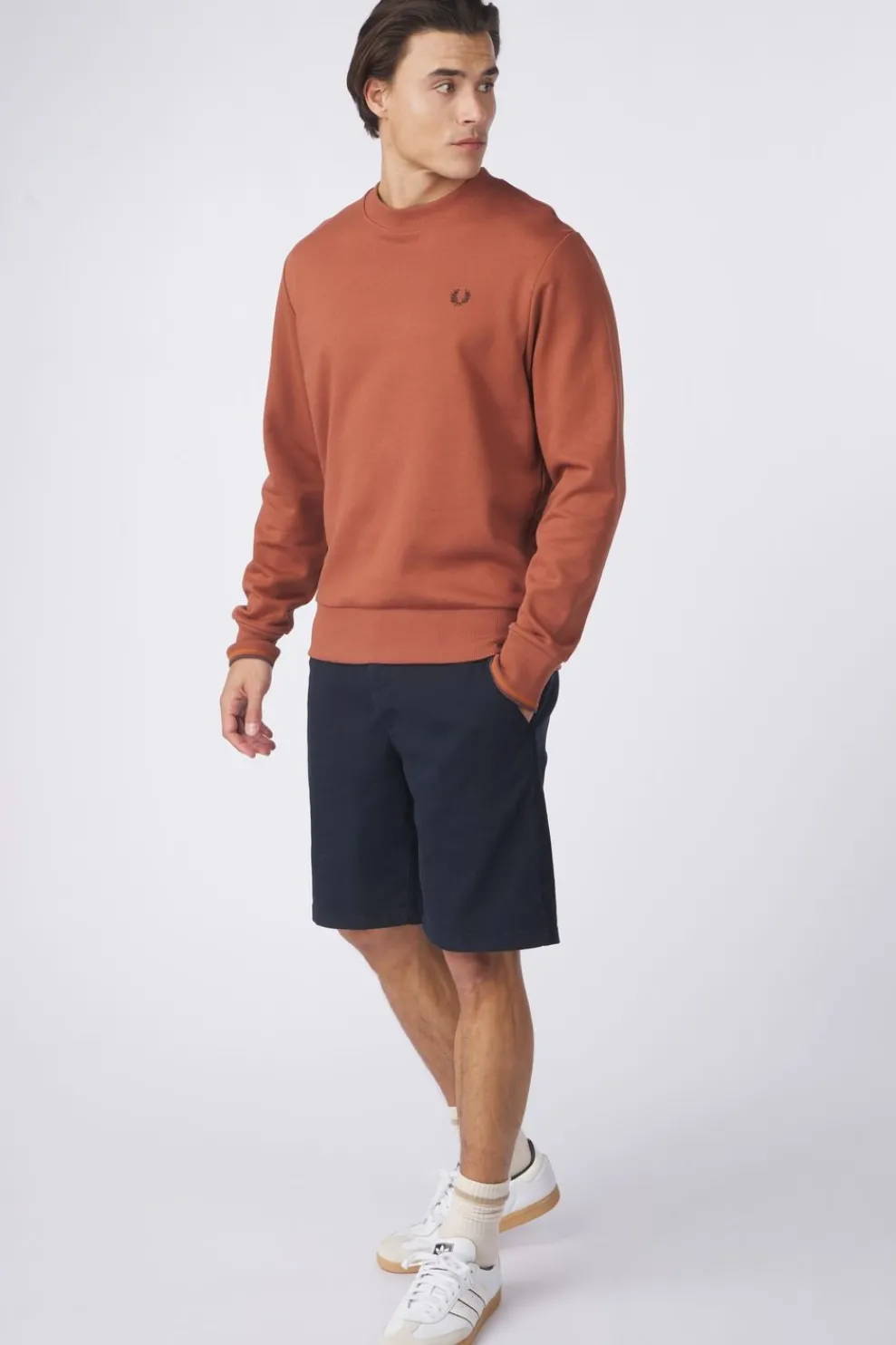 Outlet Fred Perry Trui Crew Neck Cinnamon