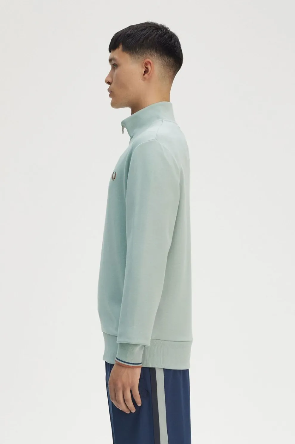 Clearance Fred Perry Trui Half Zip Silver Blue