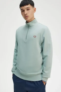 Clearance Fred Perry Trui Half Zip Silver Blue
