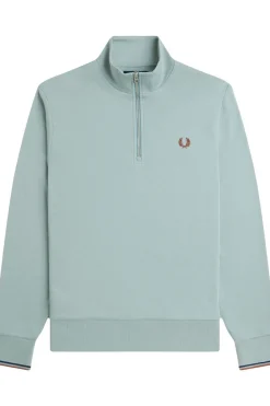 Clearance Fred Perry Trui Half Zip Silver Blue