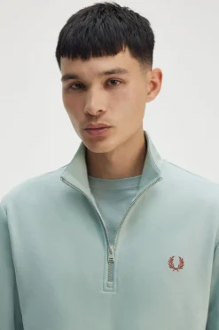 Clearance Fred Perry Trui Half Zip Silver Blue