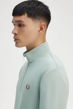 Clearance Fred Perry Trui Half Zip Silver Blue