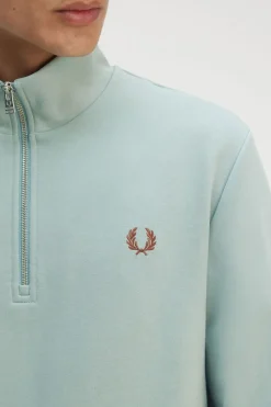 Clearance Fred Perry Trui Half Zip Silver Blue