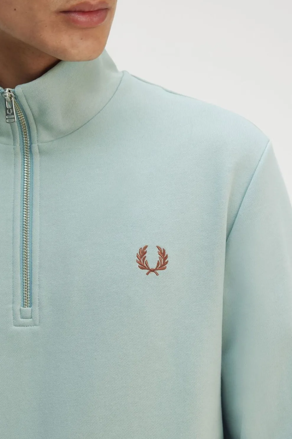 Clearance Fred Perry Trui Half Zip Silver Blue