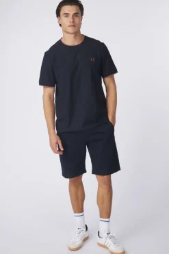 Discount Fred Perry T-Shirt Crepe Pique Ink Blue