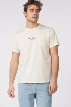 Hot Fred Perry T-Shirt Embroidered Ecru