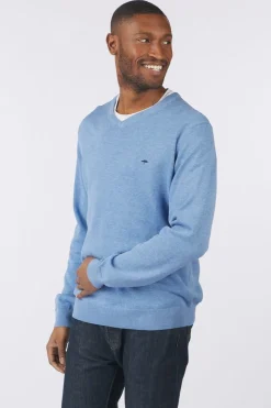 Sale Fynch-Hatton Trui V-Neck Superfine Crystal Blue