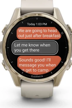 Hot Garmin Sporthorloge Fenix 8 43mm, Amoled Saffier Goud/Grijs, Titanium