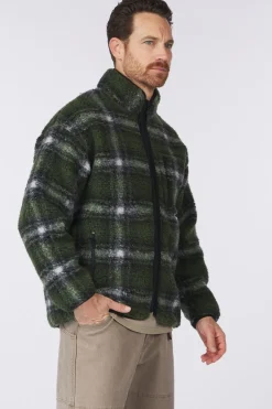 Discount Gramicci Fleece Shadow Plaid Sherpa Olive Shadow Plaid