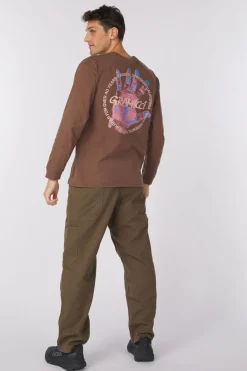 Online Gramicci T-Shirt Climber'S Hand Ls Tee Pigment Brown