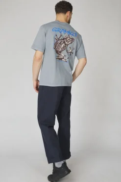 Fashion Gramicci T-Shirt Sticky Frog Tee Slate Pigment