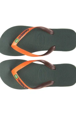 Best Havaianas Slipper Brazil Mix Olive Green/Sunset Orange