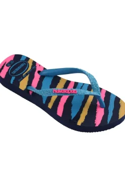 Best Havaianas Slipper Kids Slim Glitter Trendy Navy Blue/Turquoise