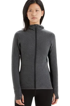 Hot icebreaker Fleece Descender Ls Zip Hood Jet Hthr/Black