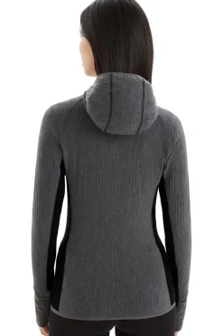 Hot icebreaker Fleece Descender Ls Zip Hood Jet Hthr/Black