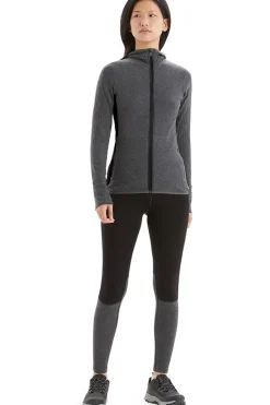 Hot icebreaker Fleece Descender Ls Zip Hood Jet Hthr/Black