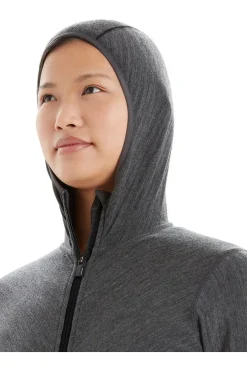 Hot icebreaker Fleece Descender Ls Zip Hood Jet Hthr/Black