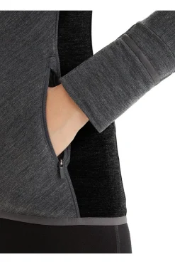 Hot icebreaker Fleece Descender Ls Zip Hood Jet Hthr/Black