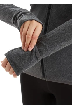 Hot icebreaker Fleece Descender Ls Zip Hood Jet Hthr/Black