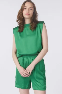 Clearance Ichi Blouse Zilky Pine Green