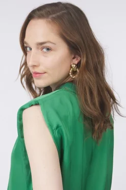 Clearance Ichi Blouse Zilky Pine Green