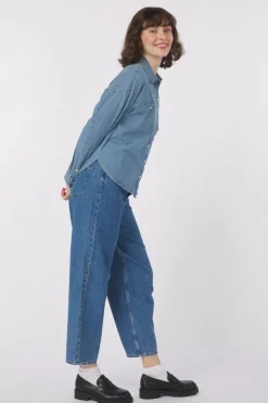 New Ichi Hemd Archer Medium Blue Stone Washed