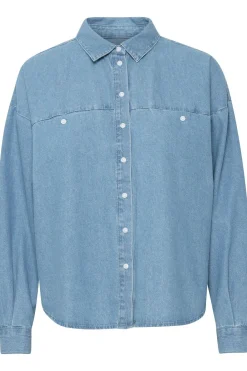 New Ichi Hemd Archer Medium Blue Stone Washed