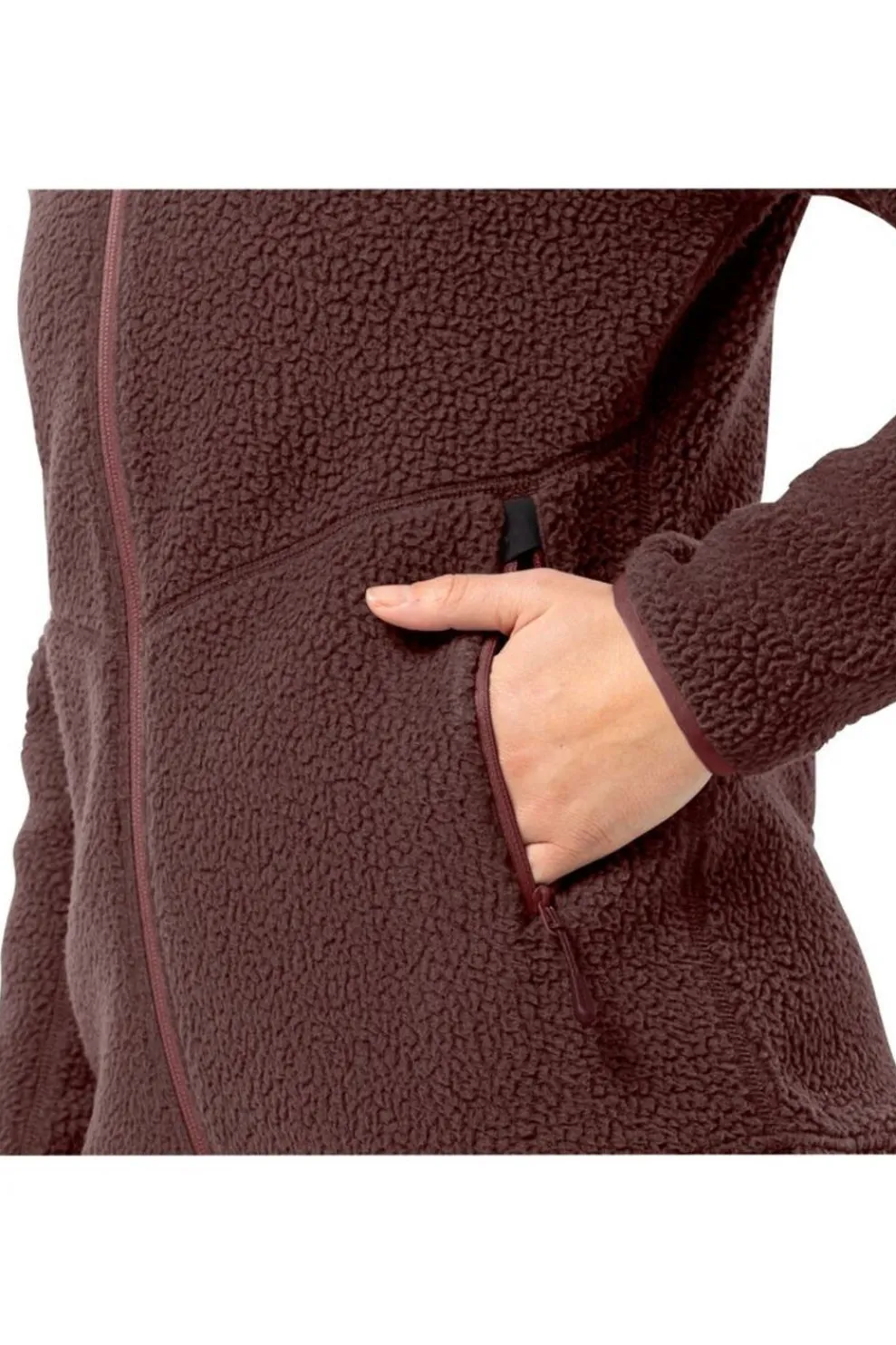 Clearance Jack Wolfskin Fleece Kammweg Pile Fz Dark Maroon