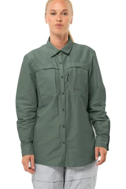 Clearance Jack Wolfskin Hemd Barrier Ls Shirt Hedge Green