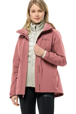 New Jack Wolfskin 3-In-1 Jas Luntal  W Mineral Red