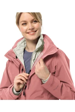 New Jack Wolfskin 3-In-1 Jas Luntal  W Mineral Red