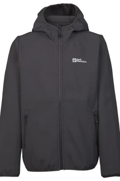 Hot Jack Wolfskin Softshell Jas Fourwinds Jacket Kids Granite Black