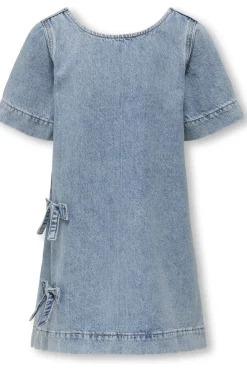 New Kids Only Jurk Gigi Bow A-Shape Cro Light Blue Denim