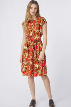 Clearance King Louie Jurk Amy Dress Mellow Dobby Spicy Orange