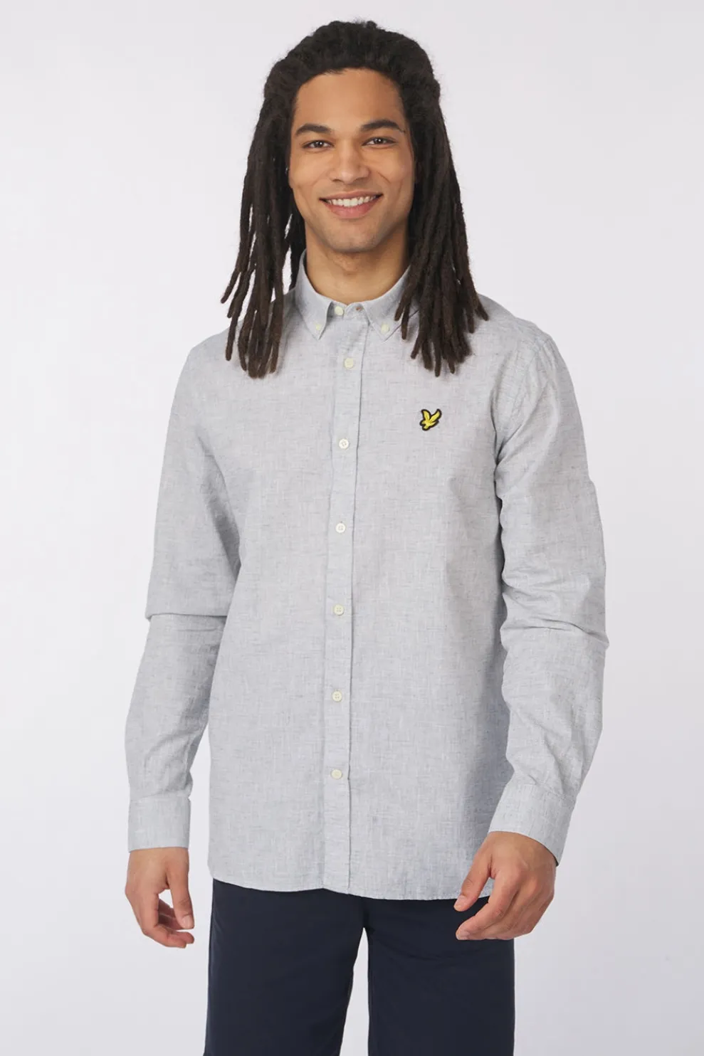 New Lyle & Scott Hemd Linen Blend Oxford Legacy Green Mercurial