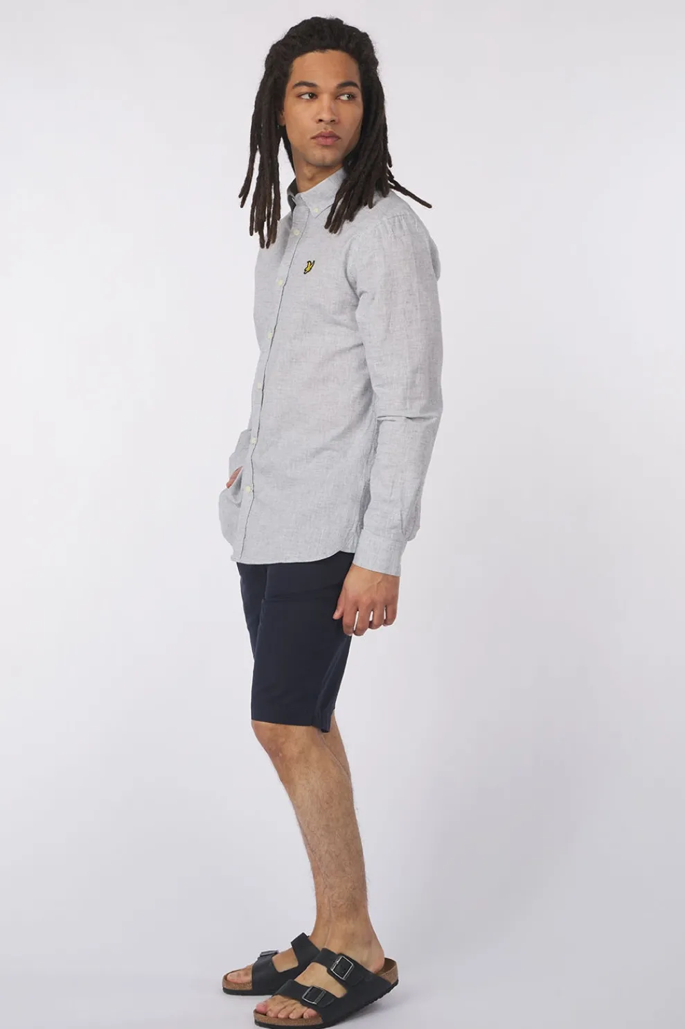 New Lyle & Scott Hemd Linen Blend Oxford Legacy Green Mercurial